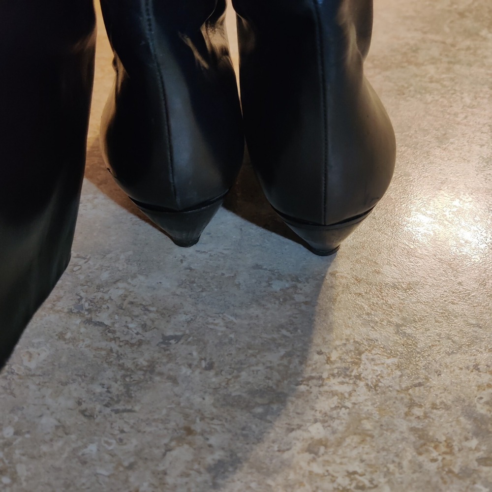 GALO Pumps Womens 38.5 US 7.5 Black Leather Heels Long Boots Hand Made In Italy - Picture 4 of 7